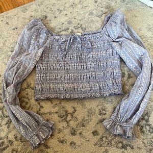 american eagle, long sleeve cropped shirt